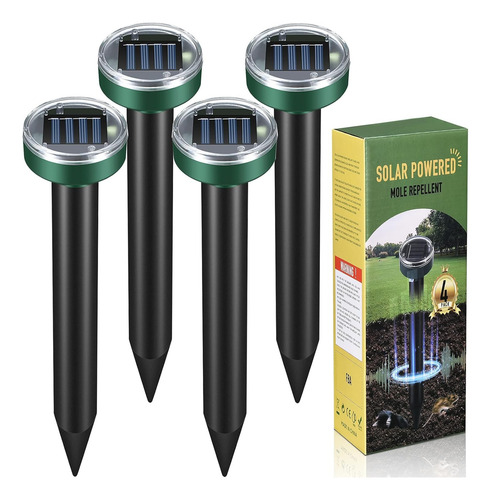 4 Pcs Ahuyentador Topos Solar,repelente Ultrasónico Ratones