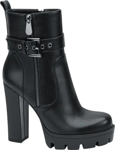 Botin Tacon Alto Mujer Con Hebillas Negros 12 Cm