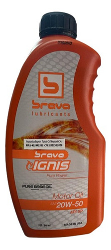 Aceite Brava Ignis 20w50 Mineral