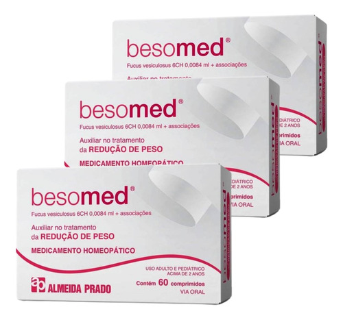 3 Caixas Besomed Emagrecedor Almeida Prado 60 Comprimidos