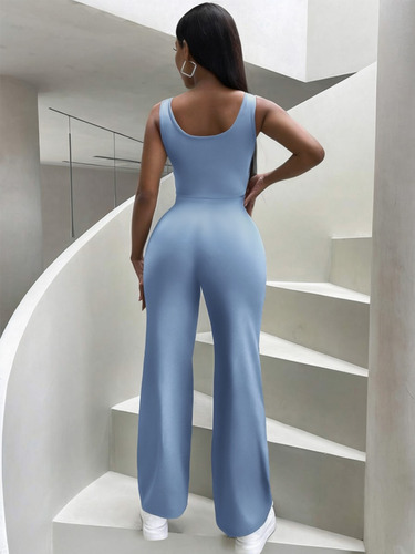 Conjunto De Dos Piezas Con Top Sin Mangas Y Pantalones Largo