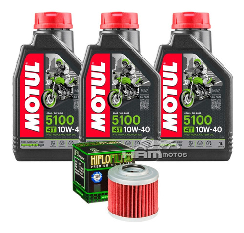 Combo Filtro Óleo Hiflofiltro, 3 Motul 5100 10w40 Bmw G650gs