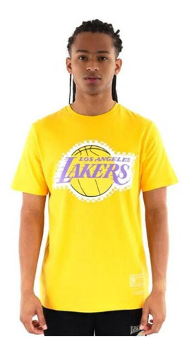 Polera Mitchell And Ness Nba Lakers Checked Fill Amarillo