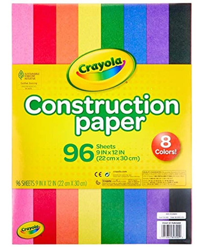 Crayola Papel De Construcción, Varios Colores, 96 Unidades