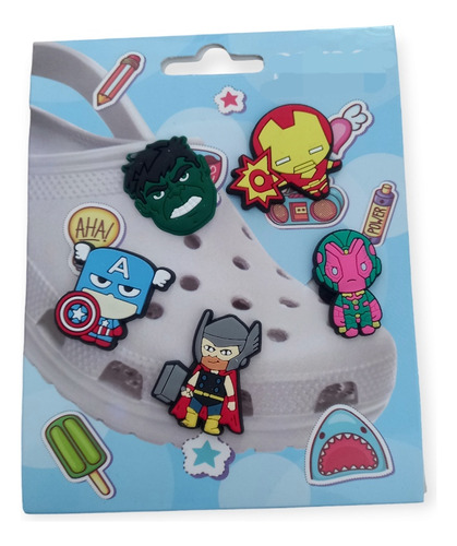 Pack X 5 Pins Superheroes Mod1 Thor Visión Hulk Cap Ame Iron