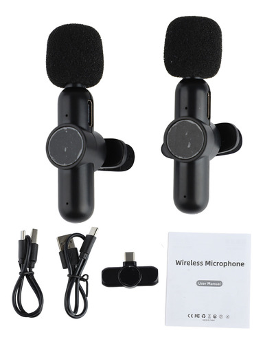 Micrófono De Solapa Inalámbrico Lavalier Ligero 1 Para 2