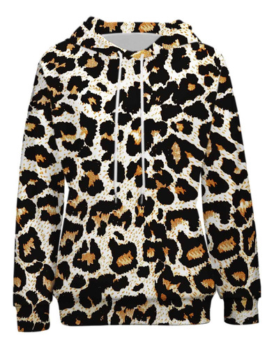 Sudaderas Con Capucha Informales Con Estampado De Leopardo P