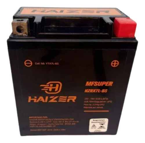 Bateria Haizer Suzuki Yes 125 2004 Em Diante 7ah (ytx7l-bs)