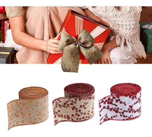 B 3 Cintas Navideñas Para Manualidades Para Hacer Flores,