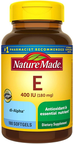 Vitamina E 180mg 400iu - 180caps - Unidad a $1522