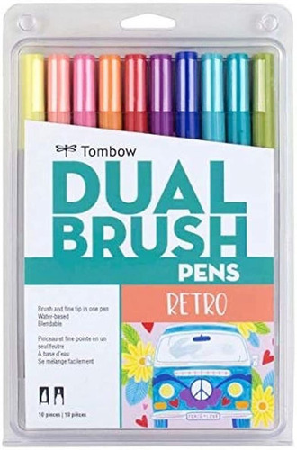 Rotuladores Tombow Pen Retro Dual Brush, Paquete 10, 10