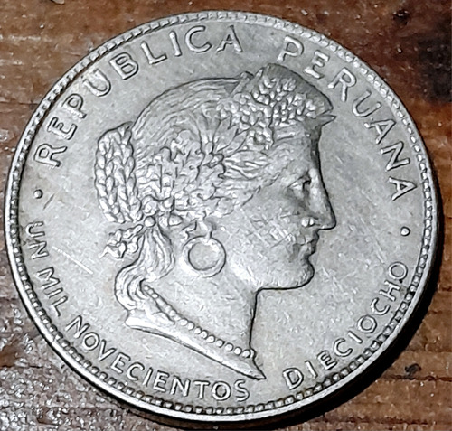 Moneda 20 Centavos 1918 Peru República Peruana 