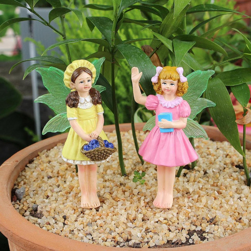 2 Piezas Mini Estatua De Hadas Estatuas De Jardín Figuras