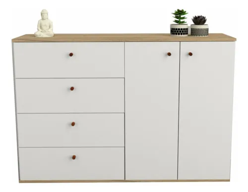 comprar Bahiut Vajillero Modular Moderno Con 4 Cajones Y 2 Puertas Color Olmo Everest