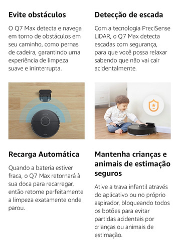 Aspirador Robô Roborock Q7 Max Q380rr 4.200 Pa, Mop Eletrô Preto