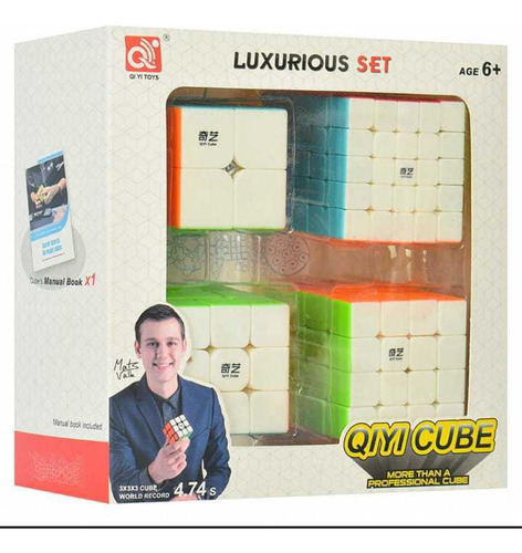 Kit Cubo Magico Qiyi 4 Peças- 2x2 3x3 4x4 5x5 Ba