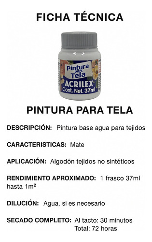 Pintura Para Tela Mate Acrilex Bote De 37ml Color 535 Azul Mar