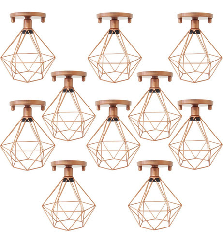 10 Lustre Plafon Industrial Aramado Diamante Cobre Rose Gold