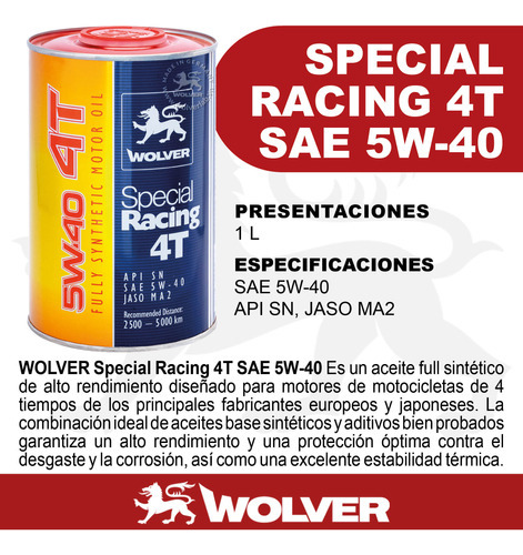 Wolver Special Racing 4t 5w40 X1l 100% Sintetico (no 7100)
