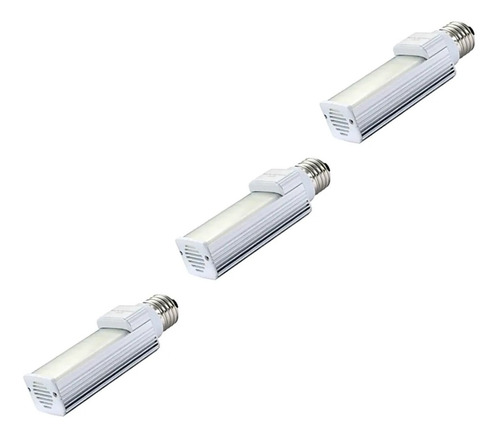 Lampada Led Pl Compacta 7w E27 Branco Quente Kit 3 Peças