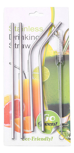 Juego De Pajitas Reutilizables De Acero Inoxidable 304, 4 Un