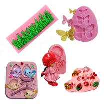 Comprar Molde Silicone Menina Jardim Boneca Camponesa Pássaros 