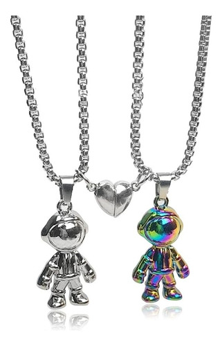 Collares De Parejas De Astronautas Corazón Magnético Pololos