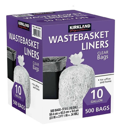Bolsas Kirkland Basura Trasparentes Wastebasket 500 Bags