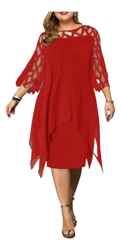 Elegante Vestido De Fiesta Midi De Encaje Ropa Mujer Suelta