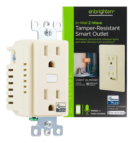 Enbrighten, Light Almond, Plus Smart Receptacle, Compatible 