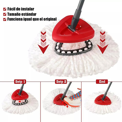 4 Repuesto De Trapeador Vileda Easy Wring Microfibra + Base