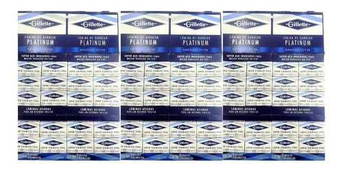 300 Lâminas De Barbear Gillette Platinum - Com 3 Cartelas