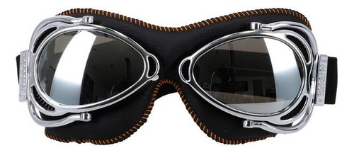 Lentes Deportivos Goggles Tacticos Motociclismo Ajustables Color De La Lente Espejo Plata Color Del Armazón Cromo Brillante/ Negro/ Naranja