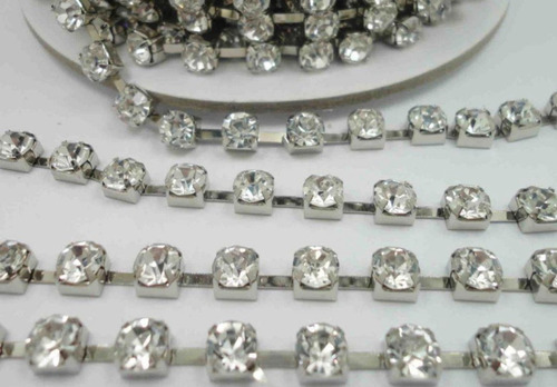 Corrente De Strass Ss22 - 125 Metros - Cor Prata