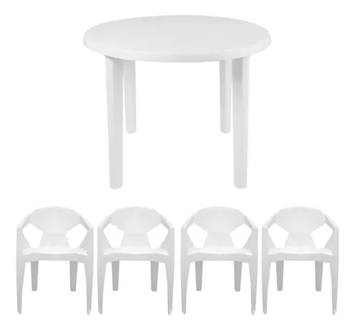 4 Jogos Mesa de Plástico Quadrada Branca Poltrona Plástica 4 cadeiras -  Extra Máquinas - Equipamentos Para Restaurantes, Lanchonete, Padaria e  Bares.