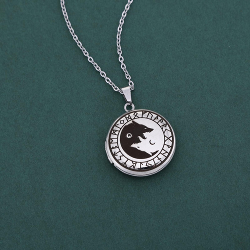 Uthosmdo Collar Con Medallón De Sol Y Luna De Lobo Vikingo N