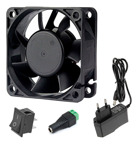 Kit Micro Ventilador Cooler 60x60x25mm+ Fonte+conector+chave