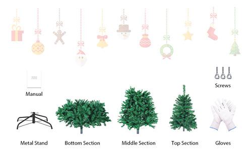 1.8m De Árbol De Navidad Artificial Verde Pino 960 Ramas