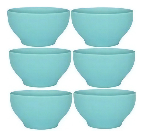 6 Bowls Ceramica Oxford Cerealero Sopa Tazon 600ml Color Celeste
