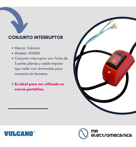 Imagen 2 de 10 de Ficha Vulcano Interruptor Para Carro De Bomba Y Filtro