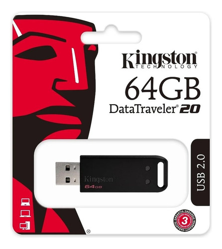 Pen Drive Kingston Dt20 Usb 64gb 2.0 Data Traveler 