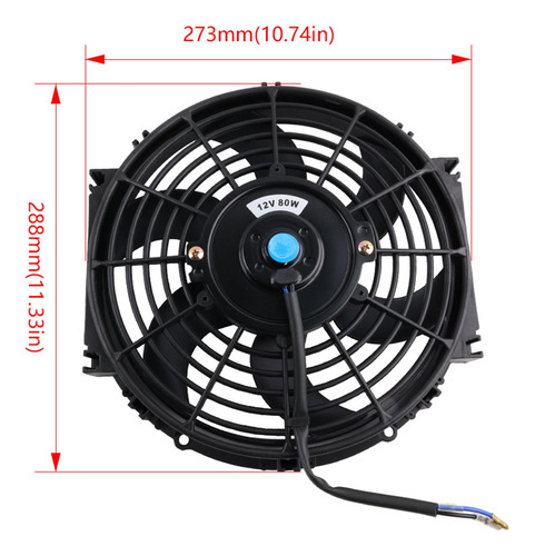 Pieza Del Ventilador Del Radiador De 10 Pulgadas 12v80w
