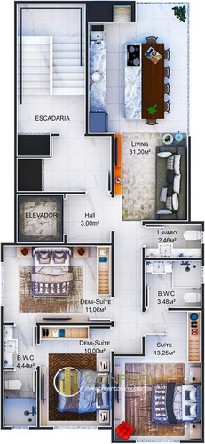 Imagem 10 de 11 de Apartamento 03 Suítes, 02 Vagas No Centro; - Ap1226-1