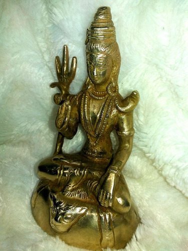 Estátua Imagem Deus Indiano Hindu Shiva Indra Sentado Bronze