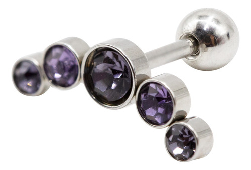 Piercing Mbbej Helix Con Piedras C/morado Ac Quirurgico 1un Color Plateado