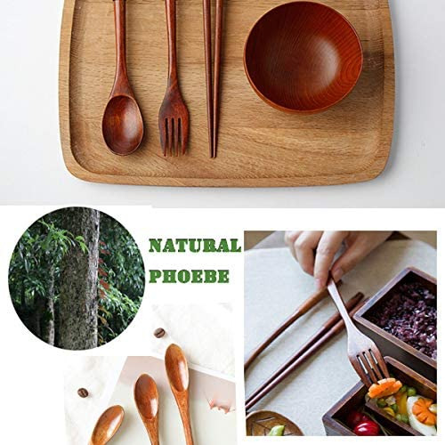 Utensílios De Madeira Para Comer Jogo De Cubiertos De Bambu