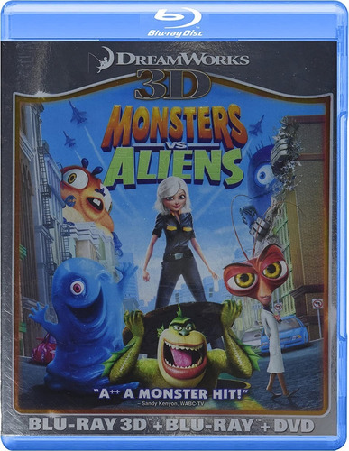 Monstruos Vs. Aliens | Blu Ray 3d + Blu Ray + Dvd Nueva