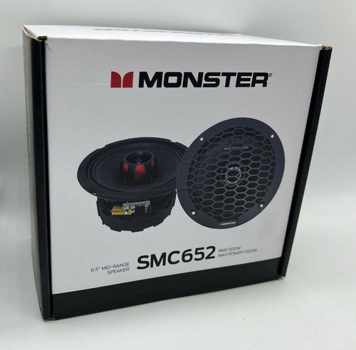 Par D Medios Rangos Coaxiales 500w Rms 8 Ohms Monster Smc652 Color Negro Con Rojo