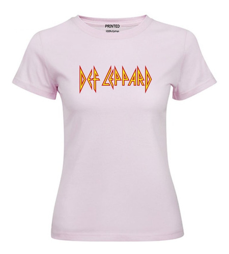 Polera Mujer Algodón Estampado Def Leppard