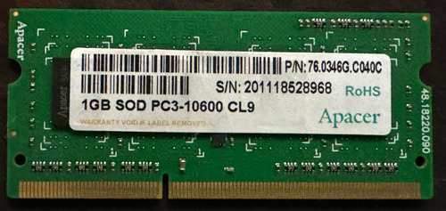 Memoria Ram Apacer Ddr3, 1 Gb